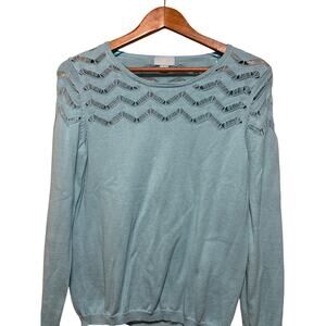 CeCe by Cynthia Steffe Soft Blue Cotton Knit Sweater Top,  Size M